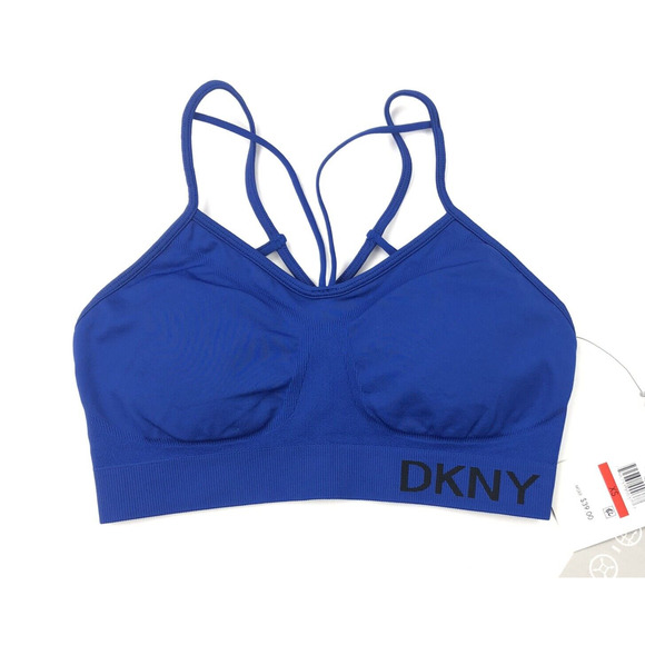 DKNY Women’s Sport Seamless Strappy Low-Impact Sports Bra Blue Size XS - Picture 3 of 5